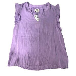 Stitch Fix Cosmic Blue Love Womens Lilac Sleeveless Ruffle Top M Organic Cotton